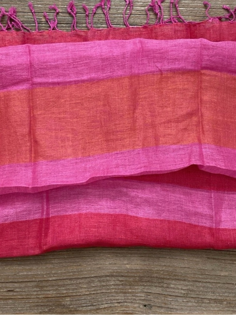 Gudrun Sjoden Pink and Orange Striped Lightweight Shawl! Like new! Linen.. - Picture 5 of 5
